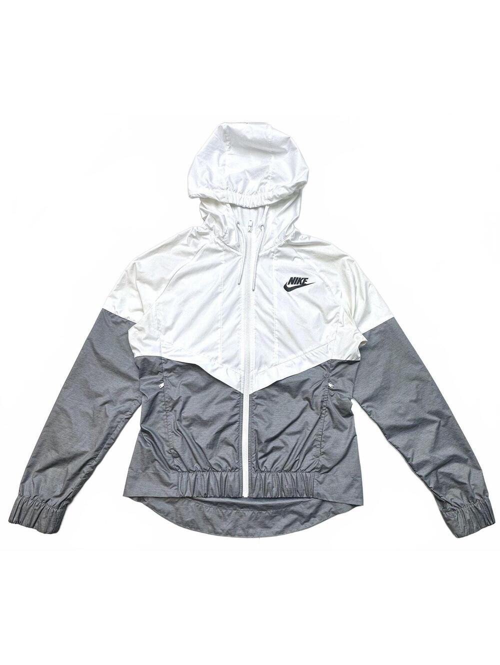 Nike Sportswear Windrunner Jacket Women’s Small White Gray Hooded Full Zip